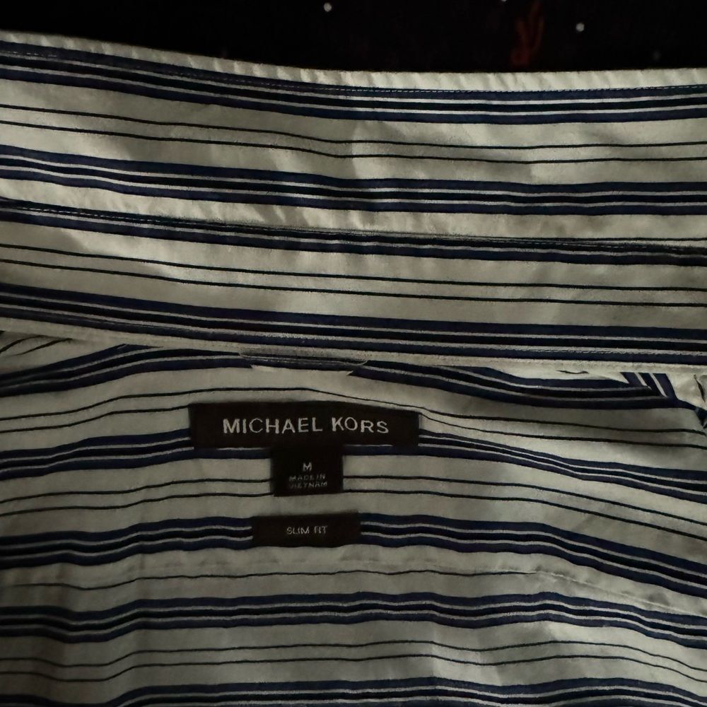 MICHAEL KORS MEN’s SLIM-FIT STRETCH STRIPE SHIRT M - Picture 11 of 12